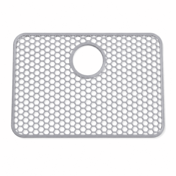 PLERISE Silicone Sink Protector for Rear Drain Sinks, 26"x14" Non-Slip Heat Resistant Grid Mat for Farmhouse/Porcelain/Stainless Steel