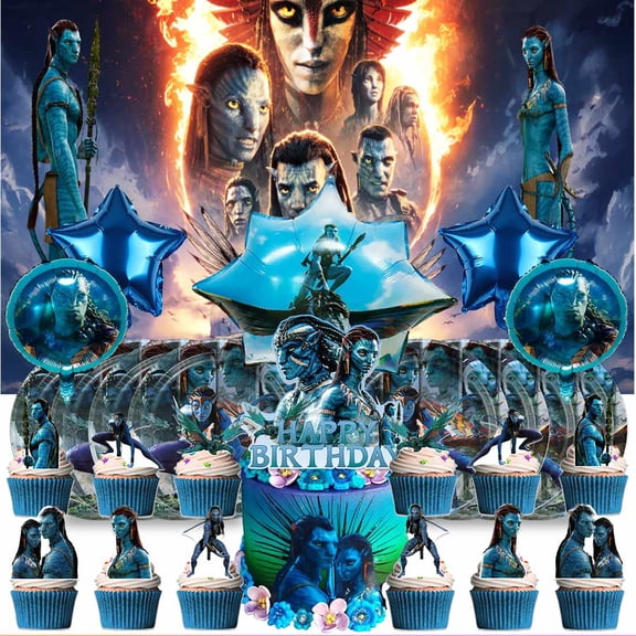 Avatar Party Supplies Decor Tableware Backdrop Banner Cake Topper Balloons Birthday Decorations