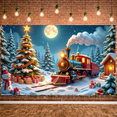 thumbnail image 3 of Festive Train Christmas Scene Winter Holiday Backdrop Decorative Snowy Forest for Family Gathering Holiday Party Seasonal Celebration, 3 of 8
