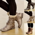 thumbnail image 3 of Funie Fashion Women Winter Woolen Yarn Middle Tube Boots Straps Low Block Heel Bootie, 3 of 8