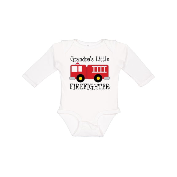 Inktastic Grandpa's Little Firefighter Boys Long Sleeve Baby Bodysuit