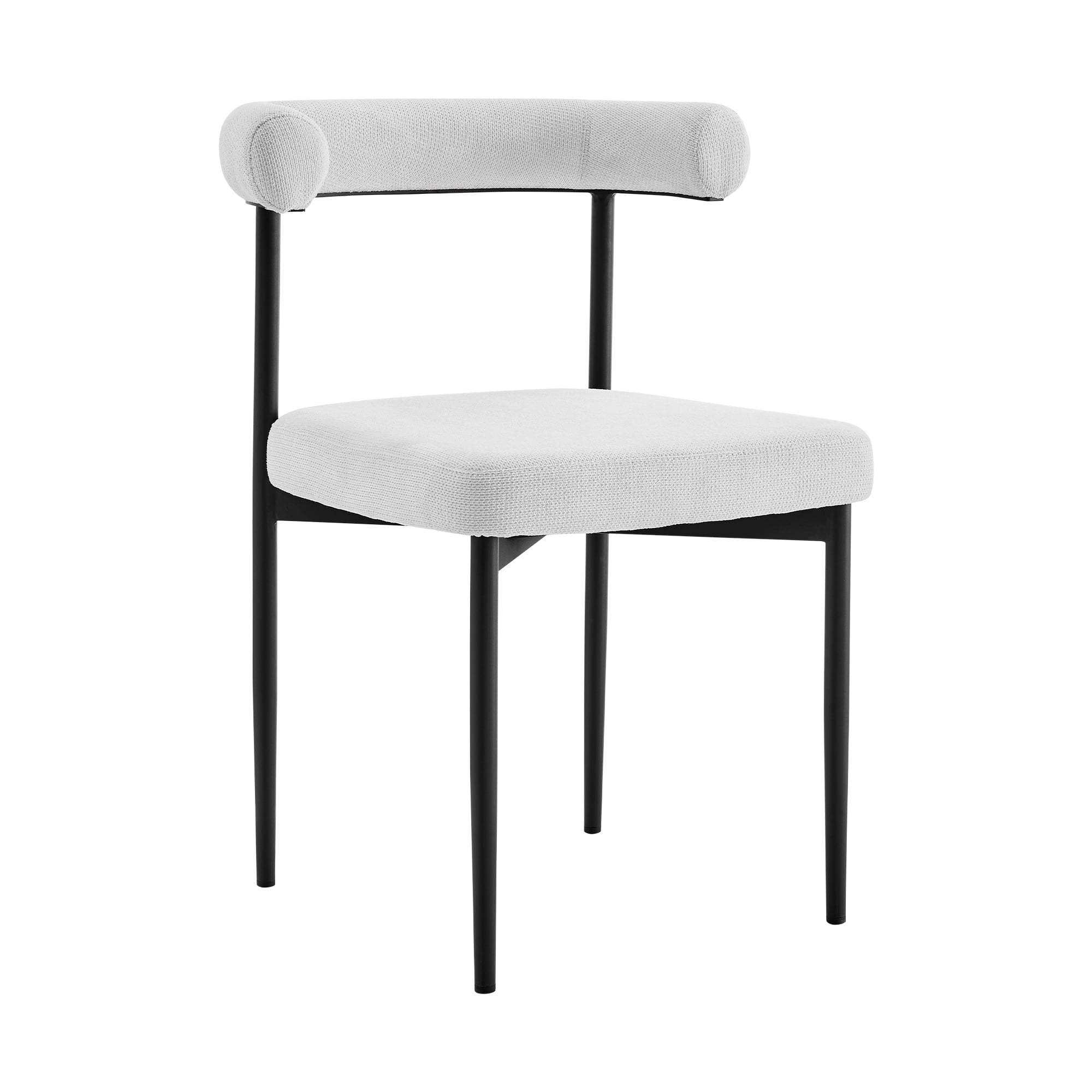 Veronica Shannon 5 Piece Round Glass Dining Table Set with Matte Black Iron and Cream Fabric
