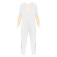 thumbnail image 6 of Haitryli Women's Full Body Long Sleeve Unitard One Piece Rhinestone Ice Skating Jumpsuit Gymnastics White S, 6 of 7