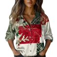thumbnail image 2 of Endives Women's Long Sleeve Shirt Retro Floral Printed Shirt Satin Button Dwon Shirt Vacation Womens Blouse Spring Outfit Red, 2 of 7