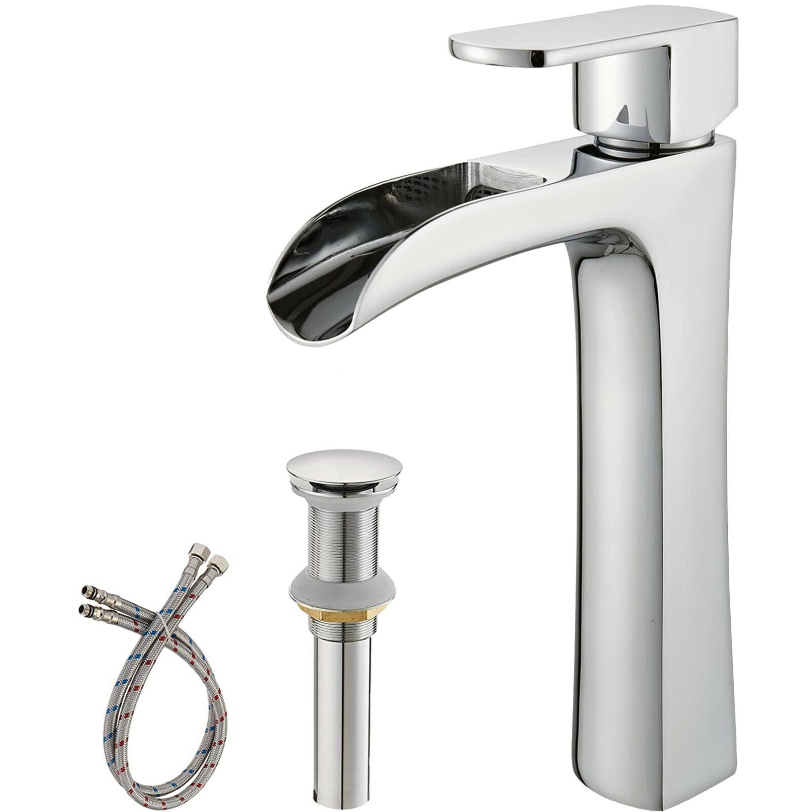 Zovajonia Waterfall Bathroom Polished Chrome Vessel Sink Faucet Single