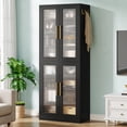 thumbnail image 5 of Fnova 66.93" Bookcase with Doors, 8 Tier Storage Cabinet with LED Lights for Living Room, Bedroom, Study, Black, 5 of 14