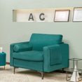 thumbnail image 3 of Costway Fabric Accent Armchair Single Sofa w/ Bolster & Side Storage Teal, 3 of 9