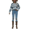 thumbnail image 3 of Mialoley Automne Hiver Arc-en-Ciel Tricotés Chandails Femmes Col Rond Pull-Overs Mode Couleur Bloc Cravate Teinture Imprimer Pulls Lâches, 3 of 6