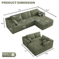 thumbnail image 2 of Wiilayok 103" Cloud Sectional Couch with L-Shape Chaise,Modern Modular Sofa with Deep Seat, Comfy Boneless Upholstered Couches for Living Room Bedroom,Olive Green (Plush Corduroy Fabric), 2 of 7