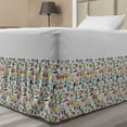 thumbnail image 1 of Doodle Bed Skirt, Chaotic Composition of Various Objects Fruit Cactus Bunny TV Glasses Egg Umbrella, Elastic Bedskirt Dust Ruffle Wrap Around for Bedding Decor, 4 Sizes, Multicolor, by Ambesonne, 1 of 2