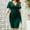 Green, variant on Women's Casual Dress In Large Size Solid Color Casual Vacation Dress With Straps Vacation V Neck Medium Length Dress Casual Summer Dresses with Sleeves Dresses for Summer Casual Gauzy Dresses for