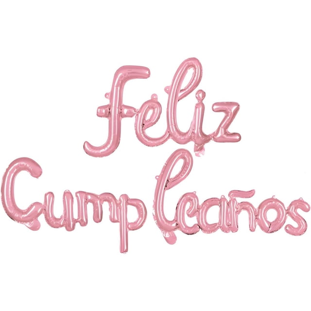 Globos de Letrero Feliz Cumpleaños, Decoración de Fiesta, Metálico, Inflable (Pink)