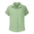 thumbnail image 3 of KyCheLot Boys and Girls Button Shirts Lapel Neck Solid Color Rolled Short Sleeve Shirts Kids Casual Summer Blouses, 3 of 9
