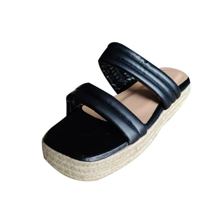 

Cglfd Women S Shoes Fashion Solid Color Minimalistic Weave Straw Weaving Thick Bottom Sandals Slippers Flip Flop