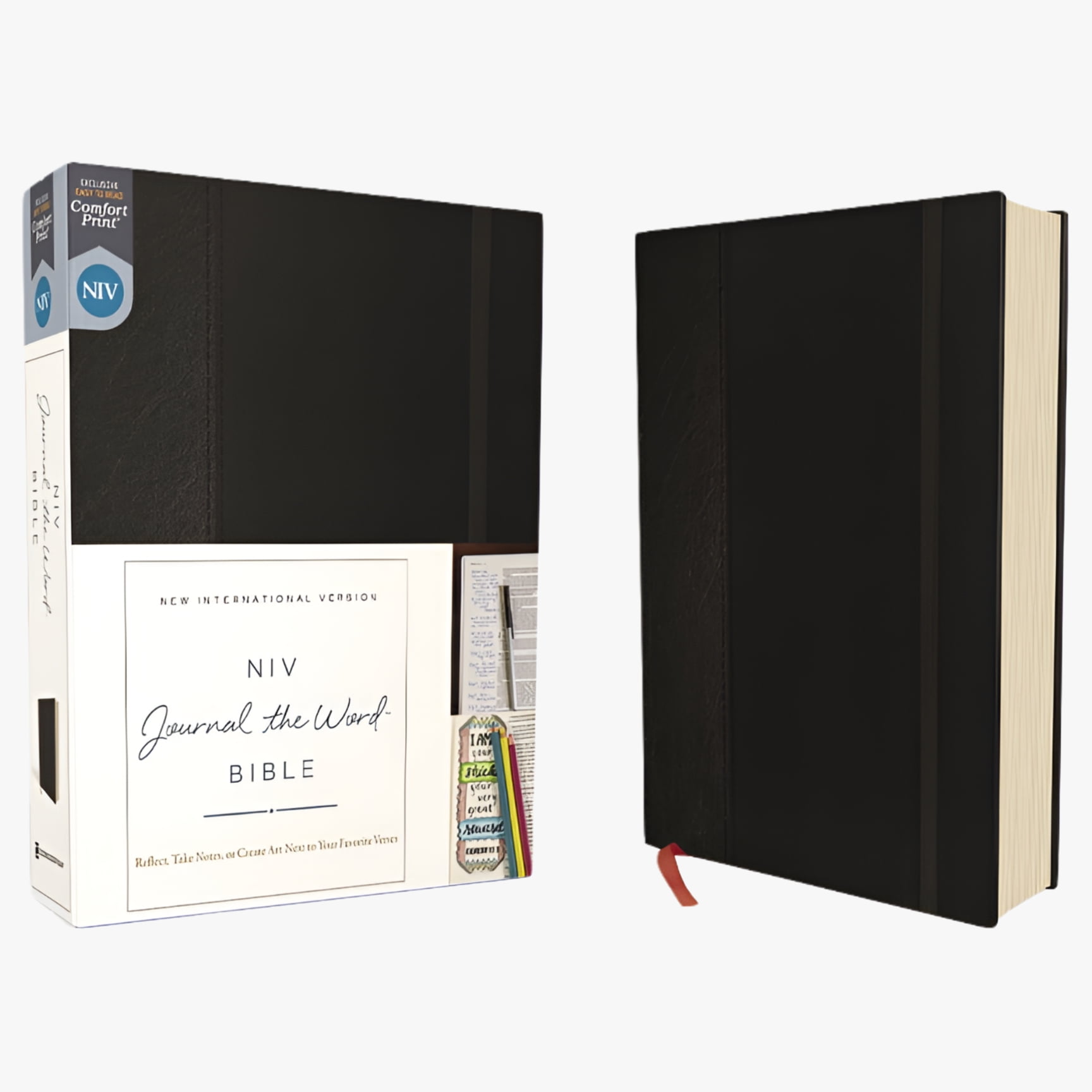 NIV Journal the Word Bible NIV, Journal the Word Bible, Hardcover, Black, Red Letter Edition, Comfort Print: Reflect, Take Notes, or Create Art Nex, (Hardcover)