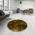 thumbnail image 4 of Ahgly Company Machine Washable Indoor Round Transitional Black Brown Area Rugs, 3' Round, 4 of 7
