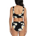 thumbnail image 3 of Kdxio Daisies Flowers Print Women's 2 Piece High Waisted Wrap Spaghetti Strap Summer Swimsuit Bikini Set-X-Large, 3 of 7