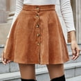 thumbnail image 2 of Landzoo Women Lady Solid Color High Waist Corduroy A Line Skirt Mini Skirt Cozy Distinctive Women's Skirt, 2 of 5