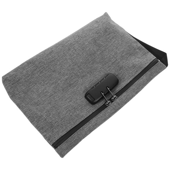 LEEYNEER Locking Bank Bag Combination Lock Bag Grey Portable Various Uses 1Set
