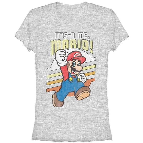 Junior's Nintendo Super Mario  Graphic Tee Athletic Heather Large