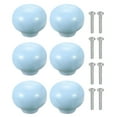 thumbnail image 1 of Uxcell 6 Piezas Pomos de Gabinete de Cerámica, Pomo Redondo de Cerámica de 1.3 Pulgadas Tiradores de Cajón con Tornillos de Montaje Manijas Modernas para Muebles de Cocina Armario, Azul Claro, 1 of 7