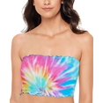 thumbnail image 3 of SALT + COVE Women's Multi Color Tie Dye Stretch Ruffled Convertible Bandeau Swimsuit Top XS, 3 of 3