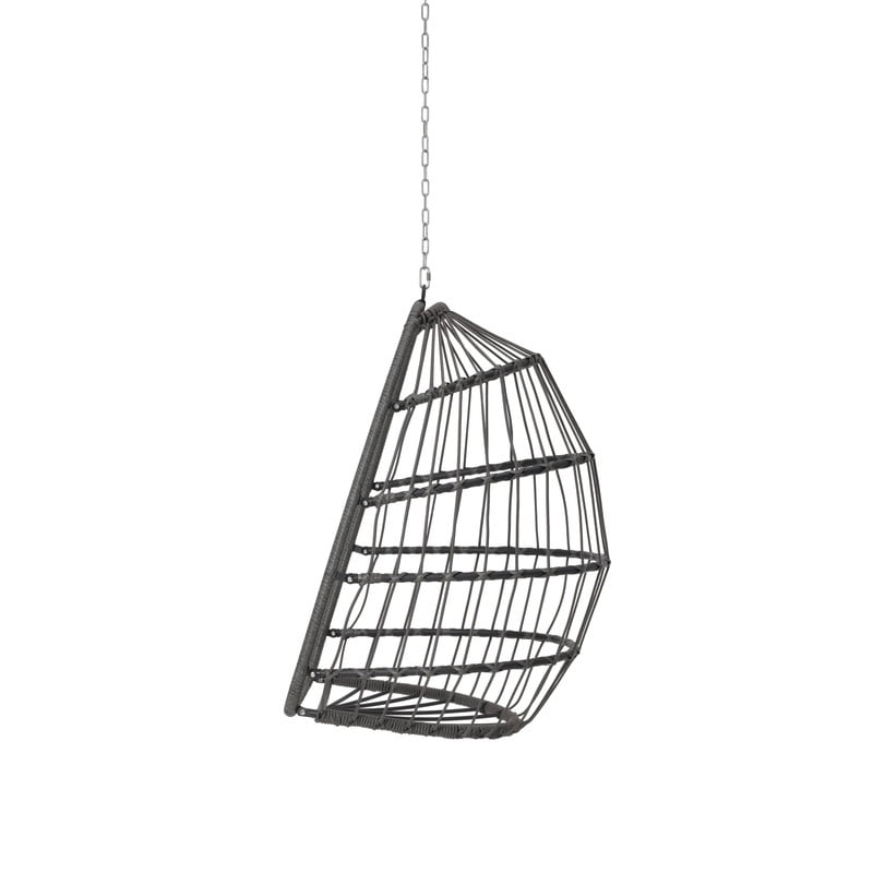 Hanging Egg Chair Without Stand, Indoor Outdoor Wicker Rattan Swing Egg Chair with Hanging Chain, Hammock Chair with UV Resistant Cushion
