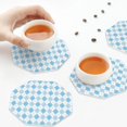thumbnail image 7 of Pofeuu Blue and White Squares Print Leather Coasters Set of 6, Round Cups Mugs Mat Pad for Home Kitchen Heat Resistant Drink Coasters,Octagon, 7 of 7