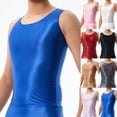 thumbnail image 3 of Men Oil Shiny Stretch Tank Top Sleeveless T-Shirt Sport Gym Running Undershirt, 3 of 10
