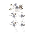 thumbnail image 3 of Wuqi 5 Pieces Bridal Flower Wedding Hair Pins Pearl Hair Pins Clips Headpiece Gold Wedding Hair Accessories Jewelry with Rhinestone for Brides Bridesmaids Women, 3 of 4