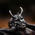 thumbnail image 1 of Anillo de acero inoxidable fundido para hombre, anillo de acero de titanio con máscara prajna retro europea y americana, 1 of 5