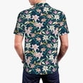 thumbnail image 3 of Balery Lilies Flowers Printed Men’s Short Sleeve Polo Shirt, Midweight Men's Shirt,Golf Polo shirts -3X-Large, 3 of 8