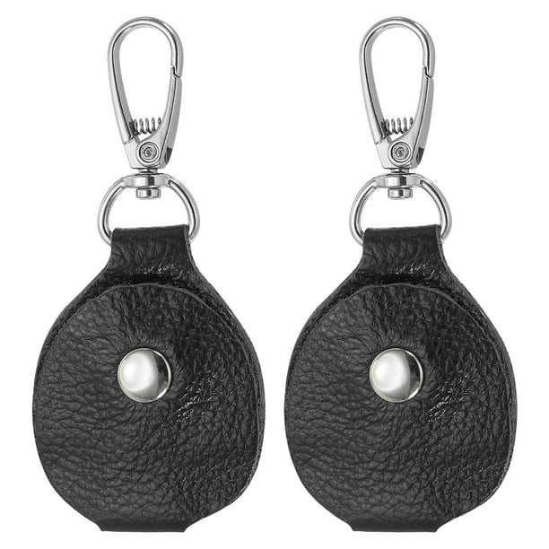 Fob de llave de cuero Uxcell, funda de llaves de cuero genuino, soporte portátil para Air Tag para llaves ID en negro