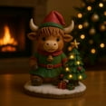 thumbnail image 4 of hengsof Cute Glowing Upland Cow Christmas Ornament Decorative Figurine for Home Courtyards Living Room Festive Perfect for Christmas, 4 of 8