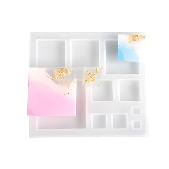 1pc Silicone Molds Epoxy Resin Casting Molds For UV Resin DIY Jewelry Craft Making Square White 87x77x6.5mm Inner Size: 5~35mm