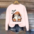 thumbnail image 2 of Thanksgiving Sweatshirt Women Pumpkin Coffee Graphic Sweatshirts Cute Halloween Shirts Fall Crewneck Sweatshirt Pink XXL, 2 of 5