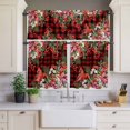 thumbnail image 3 of Kitchen Window Curtains Valance and Tier Set, Winter Canary Poinsettia Berry Rod Pocket Tier Curtain Valance Set, Christmas Buffalo Check Light Filtering Cafe Curtains for Bedroom Living Room, 3 of 9