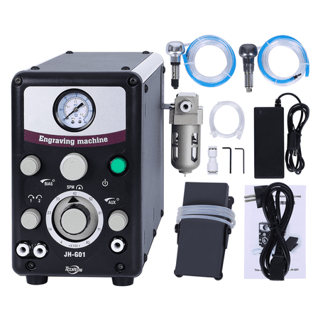Pneumatic Jewelry Engraver Machine - Pneumatic Hand Engraving Machines Dual-Head 400-8000 RPM for Jewelry and Metal Crafting