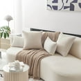 thumbnail image 2 of Decorative Throw Pillow Covers 12x20, Set of 2 Soft Corduroy Striped Boho Solid Pillow Cover, House Warming Gifts for Couch Sofa Bed Living Room, Modern Farmhouse Home Decor, Cream White, 2 of 8