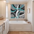 thumbnail image 3 of Turquoise Geometric Kitchen Curtains 63 Inch Length, Grey Classic Abstract Lines Striped Grommet Top Bedroom Living Room Curtains, Light Filtering Cafe Curtain Drapes 2 Panels Set 84''x63'', 3 of 9