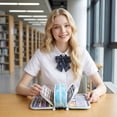 thumbnail image 4 of Large Capacity Pencil Case, Expandable 3 Compartment Pen Bag with Multiple Slots, Double Zipper Oxford Cloth Stationery Organizer for Students School Office Supplies, Dreamy Blue, 4 of 6