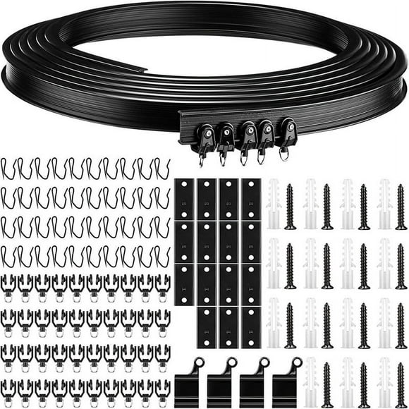 Ceiling Curved Foldable Curtain Track 5 Meters Flexible Ceiling Curtain Bracket Soft Window Curved Curtain Track for Curtain Track with Track Curtain System (Black)