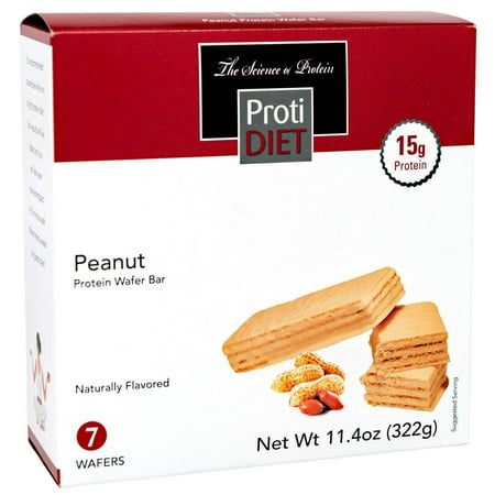 ProtiDiet Protein Wafer Bar - Peanut - 7/Box - High Protein 15g - Low