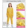 thumbnail image 4 of LOLANTA 2Pcs Girls Dance Outfits Cropped Sequin Jacket Pants Set Kids Hip Hop Dance Clothing for 90s Theme Party 4-12 Years, 4 of 6