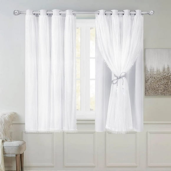 Juego de cortinas SOFJAGETQ, 2 unidades, 132 x 137 cm, doble capa, transparente