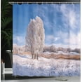 thumbnail image 4 of Ambesonne Nature Shower Curtain, Winter Snow Landscape, 69"Wx84"L, Turquoise Avocado Green, 4 of 5