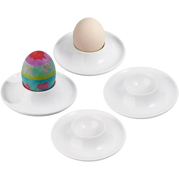 4 pc 4Pcs Boiled Egg Holder Ceramics Egg Tray Stackable Egg Coddler Cups for Serving Breakfast Brunch Table Decor 3.9inch in diameter