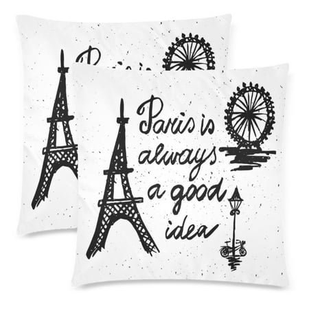 Gckg 2 Pack Paris Is Always A Good Idea Pillowcase 18x18 Inches
