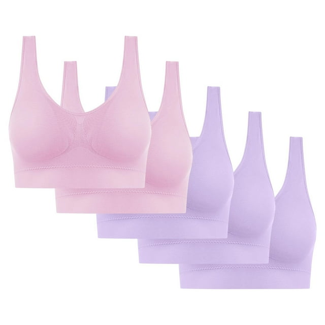 5PC Women's High Impact Sports Bra - Seamless Wireless Support | Comfortable Workout Bralette with Pad Insert Slots