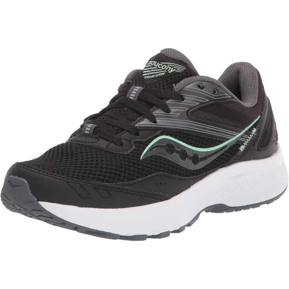 Saucony Women's Cohesion 15 Running Shoe 6 Wide Black/Meadow